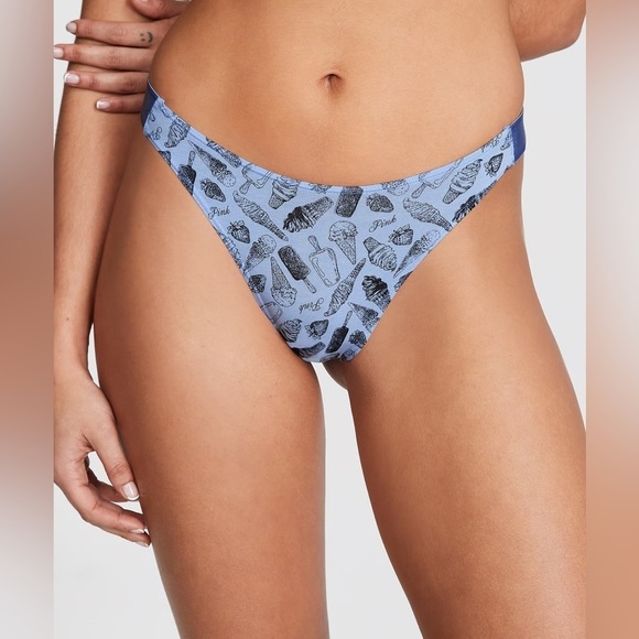NWT VS’s PINK COTTON SHIMMER HIGH-LEG THONG Ice Cream Cone pattern. Small. - Picture 2 of 5